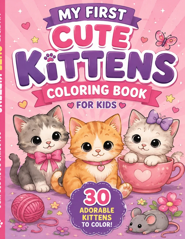 My First Cute Kittens coloring book cover