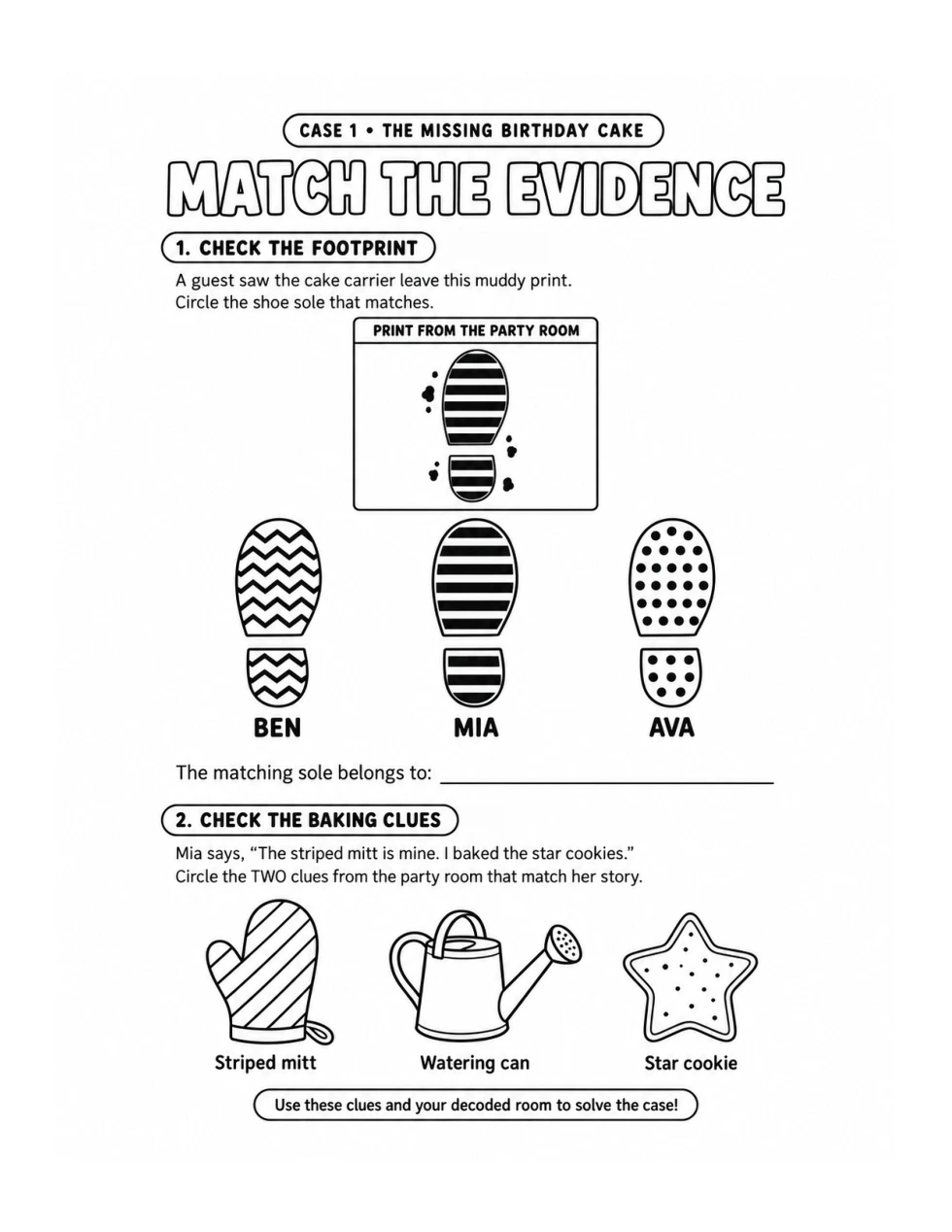 Match the evidence — sample page from Little Detectives